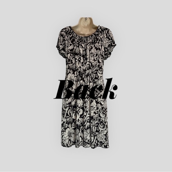 Lucy & Lauren Fit and Flare Stretchy Midi Pull Over Patterned Dress High Waist 8 - Picture 3 of 6
